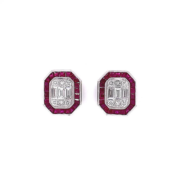 Vol Ruby and Diamond Studs